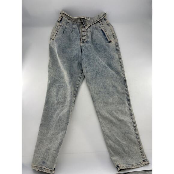 Express Tapered Ankle Jeans Womens Size 6 R Denim Light 80s High Waist Mom Y2k - Picture 1 of 11
